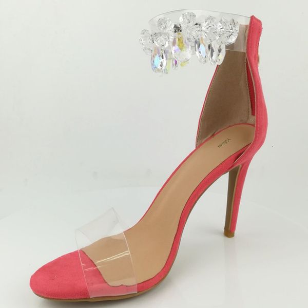 

sandals loomm arrival female sandals rhinestones high heels nice pink toe open dress women's shoes eua plus size 5-15 ekfy, Black
