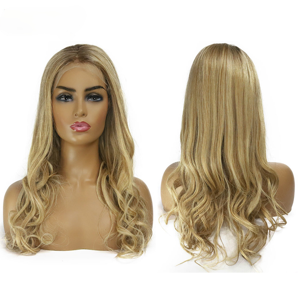 

g besfor highlight natural wave wig pre plucked glueless balayage ombre lace frontal wigs for women, Black