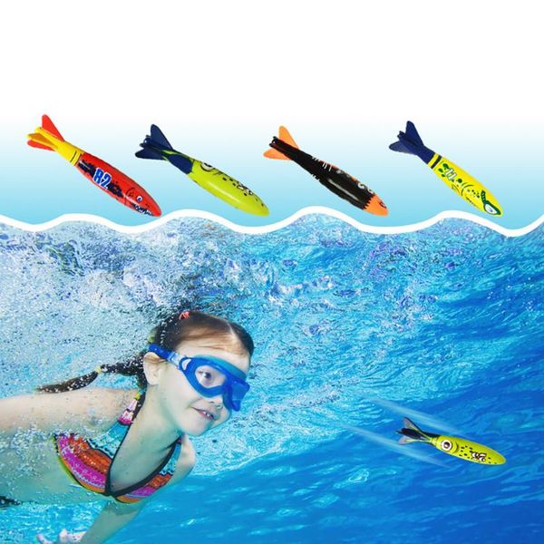 

fins & gloves 4set torpedo rocket throwing toy diving game summer torpedoes bandits children underwater dive sticks swimming pool