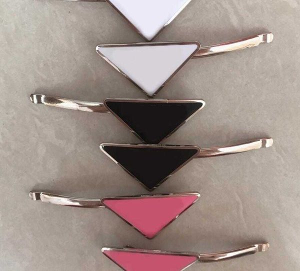 

metal triangle hair clip with stamp women girl triangle letter barrettes fashion hair accessories high quality, Slivery;white