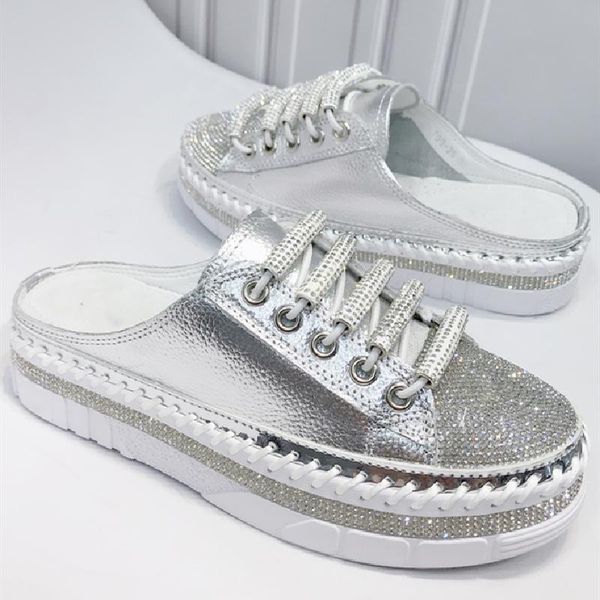 

slippers platform women scarpe donna female shoes crystal ladies round toe zapatos de mujer cross-tied sandalias, Black