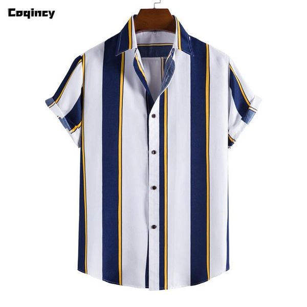 

men's casual shirts 2021 stripe printed summer plus size striped short sleeved shirt blouse hawaiian cardigan chemise, White;black