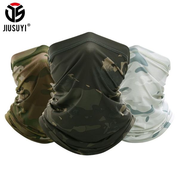 

scarves jiusuyi camouflage breathable neck gaiter headband elastic tube scarf multicam half face cover bandana balaclava women men, Blue;gray