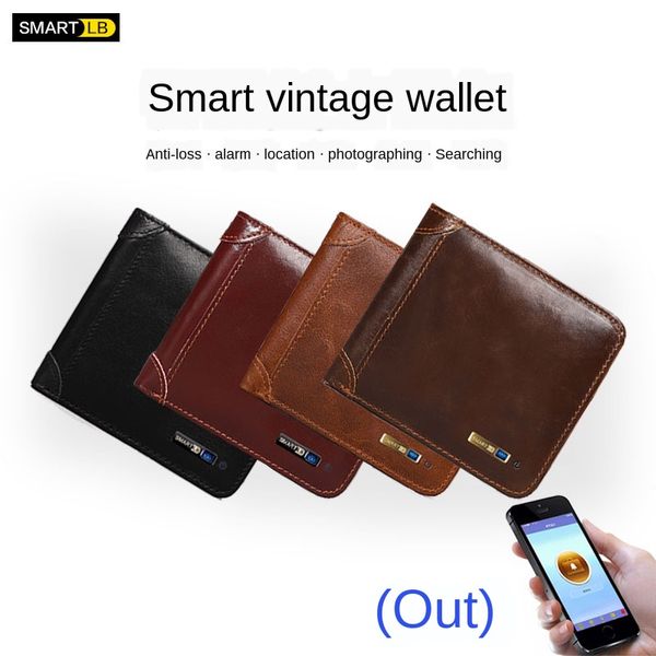 Business curto de couro masculino multi-card bolsa inteligente anti-perdido anti-roubo carteiras