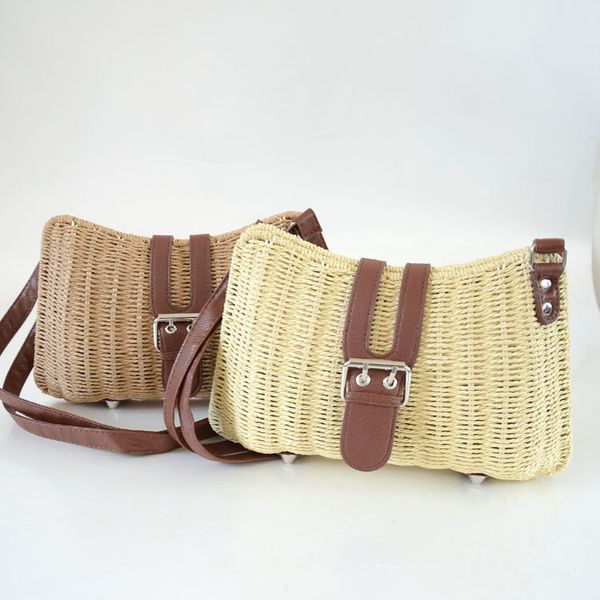

rattan capacity designer wicker jw versatile lady one shoulder beach straw bag, Black;red