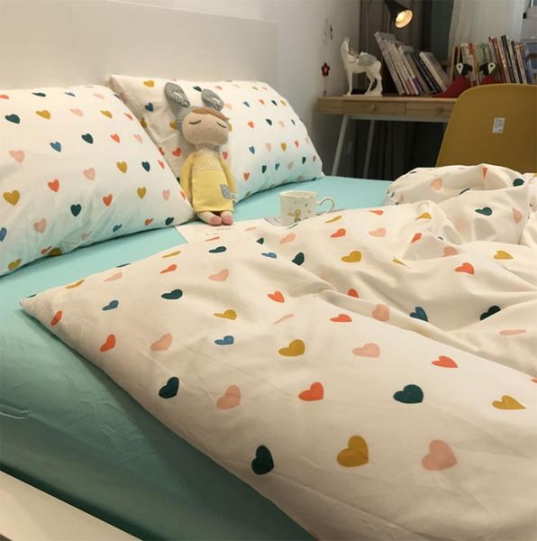 

bedding sets cute sweet heart set kid,modern single double cotton twin full  king home textile bed sheet pillow case duvet cover