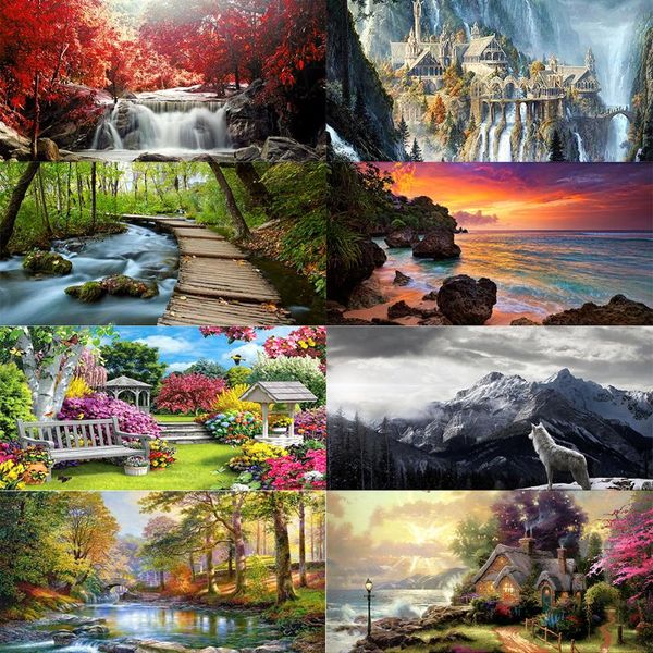 

diamond painting 5d drill square by numbers mountain landscape scenery rhinestone paintings embroidery home decor