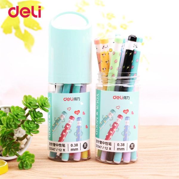 

gel pens deli 12 pcs for school supplies cute ballpoint pen writing tools black ink color creative stationery gels