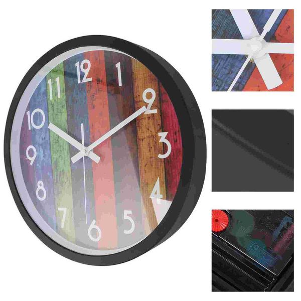 

wall clocks 1pc clock decor colorful wood grain retro hanging simple fashionable dec