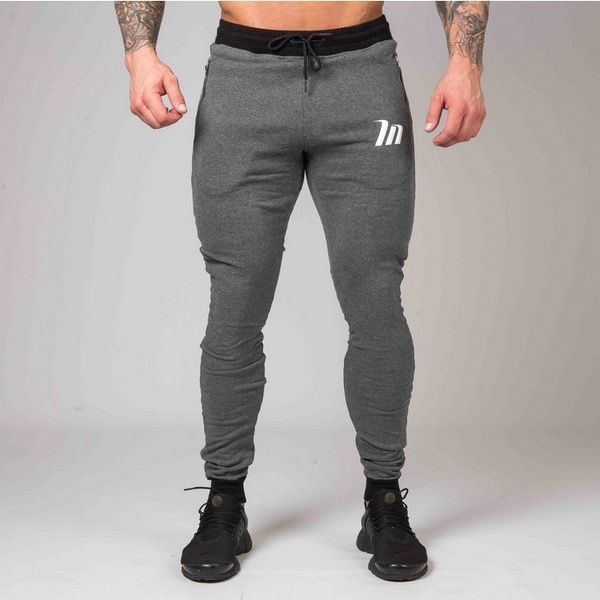 

men's pants muscle brothers spring and autumn fitness sports leisure slim bodybuilding splicing fashion atmosphere, Black