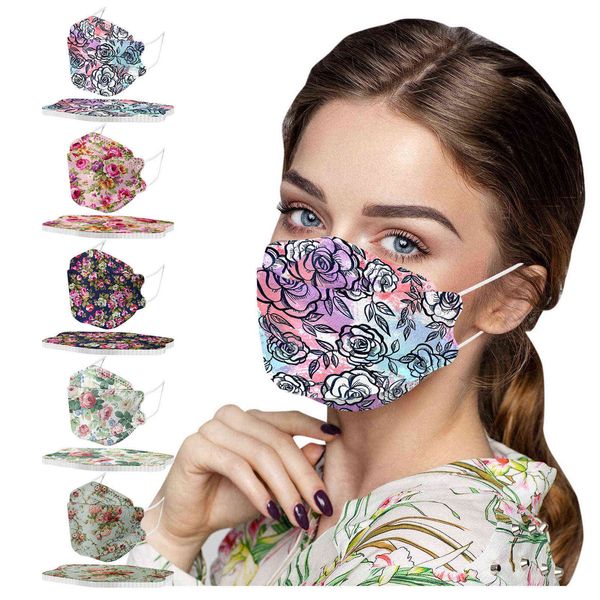 

5pcs disposable face men women floral printed outdoor breathable dechabl mascarilla monder scarf halloween cosplay mask