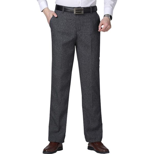 

men's pants 2021 spring and summer brand trousers middle-aged suit casual solid color loose pant high waist trouser 4 colors, Black