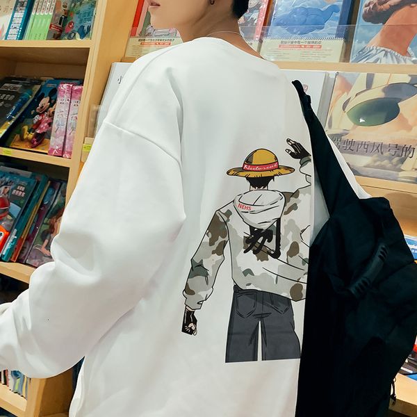 

mens sweater men's sweater new spring and autumn hoodless pullover round neck trendy long sleeve t-shirt leisure sports, Black