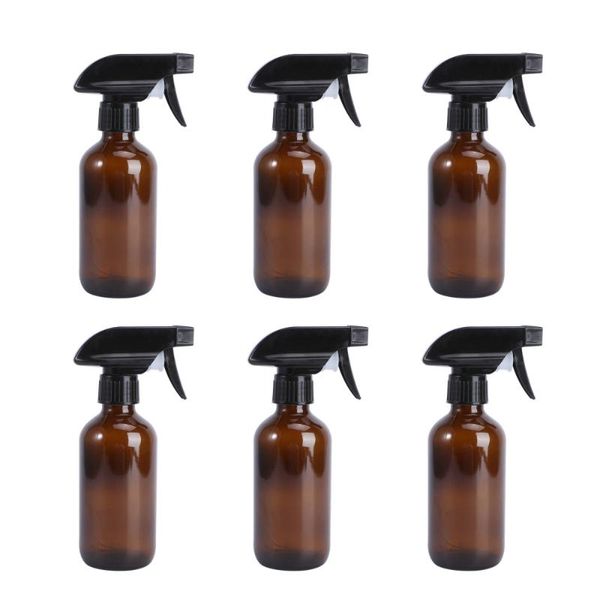 

6pcs 250ml spray bottles refillable glass sprayer storage container brown & jars