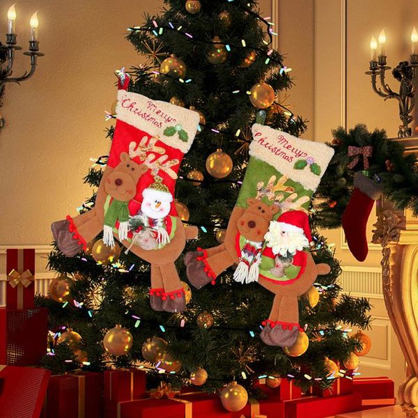 

christmas decorations long-legged candy bag creative old man snowman riding deer stocking tree ornaments gift