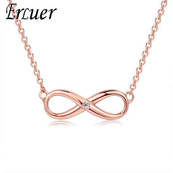 

pendant necklaces erluer infinity charm necklace for women girls wedding zircon simple style rose gold color chain jewelry gifts, Silver
