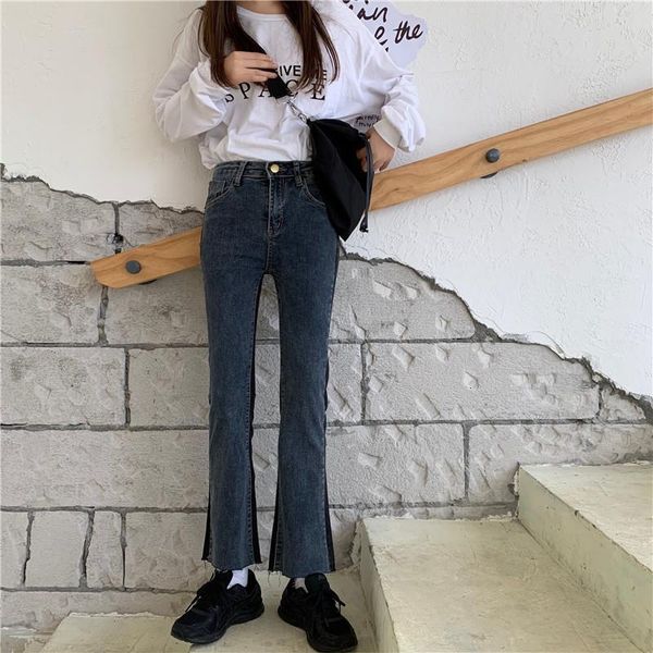 

women's jeans broad female jeans plus size 3xl, vintage, retro, ankle, chic style, with panels, high waist wejt, Blue