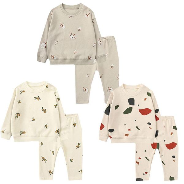 

clothing sets spring autumn korean style infant baby boys girls clothes suit cotton long sleeve printed t-shirt+pants toddler set, White