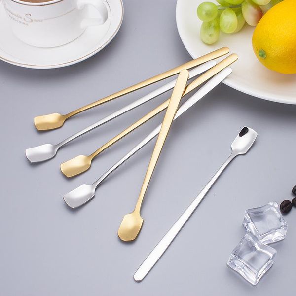 

spoons stainless steel coffee spoon 17cm with long handle stirring drink ice cream dessert kitchen drinking flatware