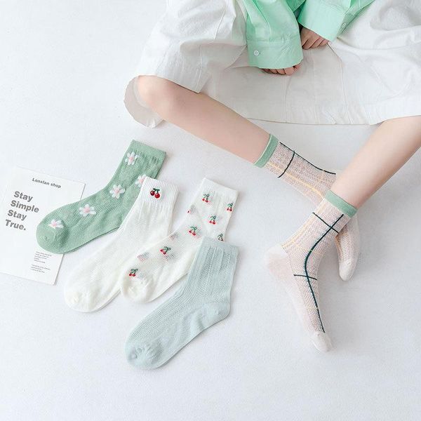 

socks & hosiery white women's tube mesh breathable spring and summer tide ins wind cotton autumn thin short, Black;white