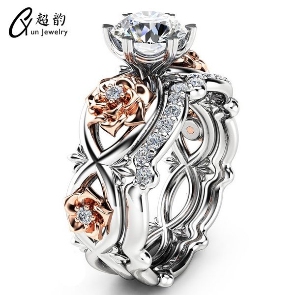 

ring beset selling plated couple jewelry creative gold-plated zircon fashion pair lady's hand alloy, Silver