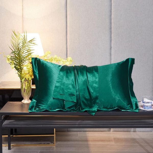 

imitate mulberry silk pillow case solid color soft cushion cover chair seat decor pillowcase luxury ice pillowcases 48x74cm