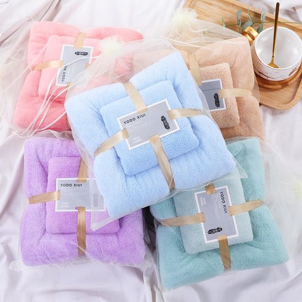 

towel coral velvet comfortable bath combination water absorption thickening not shedding hair