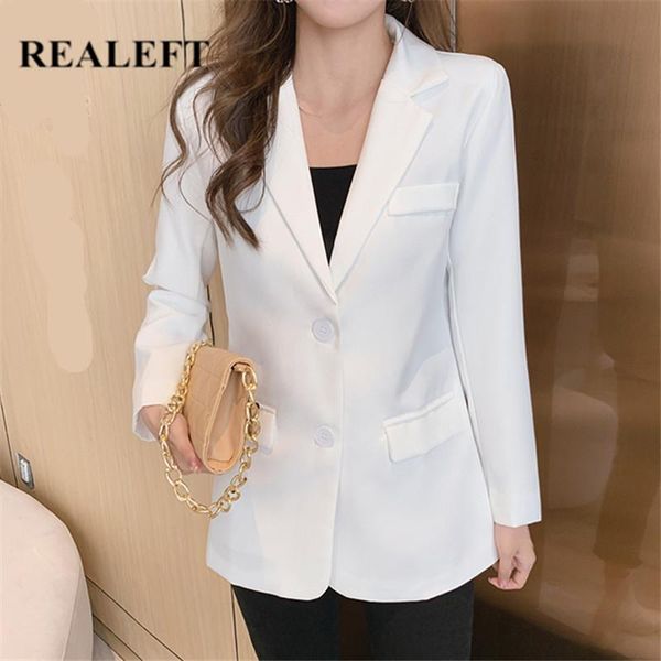 

women's suits & blazers realeft 2021 blazer jackets solid color elegant long sleeve office lady single breasted casual outwear female, White;black
