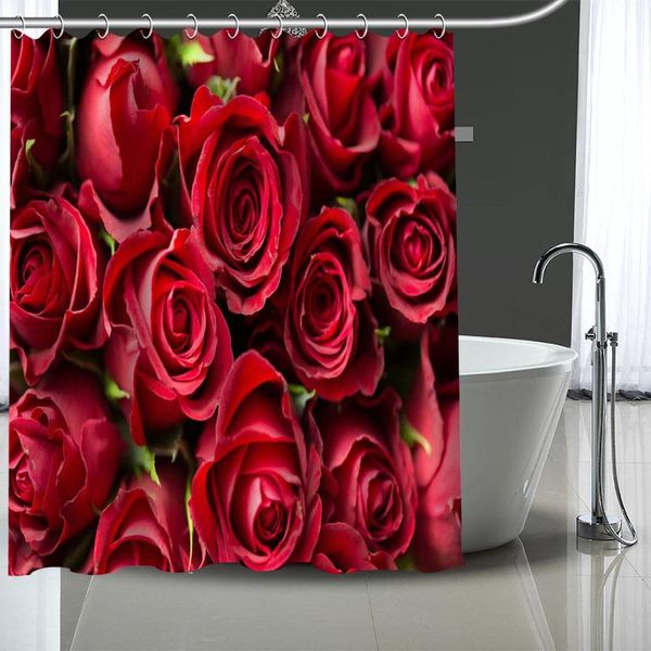 

custom rose shower curtains bath products bathroom decor waterproof polyester with 12 pcs hooks
