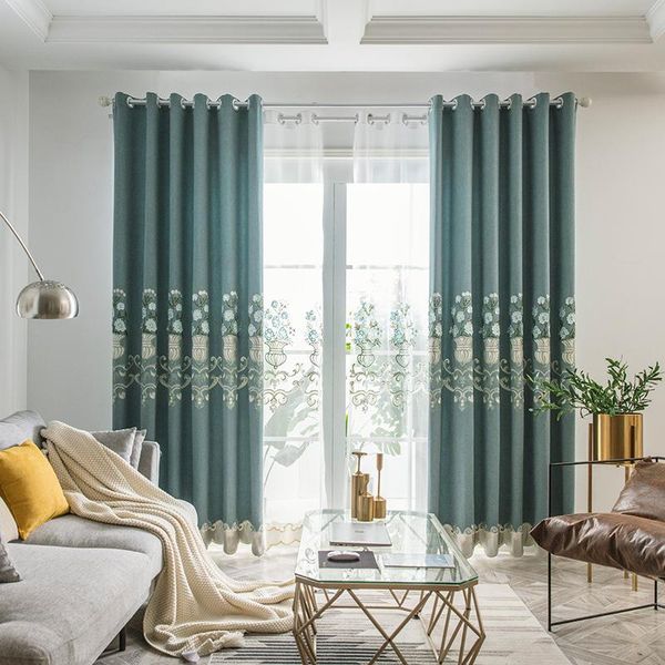 

curtain & drapes style thick shading embroidered embossed curtains for living room bedroom study high rate