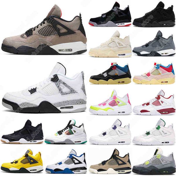 

13 dropshipping 4s desert moss basketball shoes for men women 4 university blue #56 taupe haze bred sail court purple mens trainers, Black