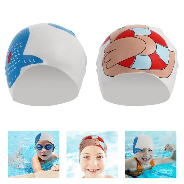 

2pcs protect ears swimming cap children swim bathing shower caps