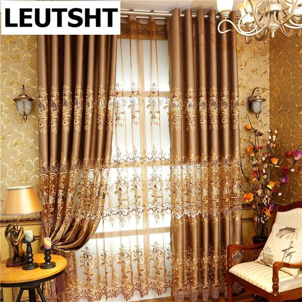

curtains for living room european luxury chenille embroidery shade door villa decoration bedroom curtain & drapes