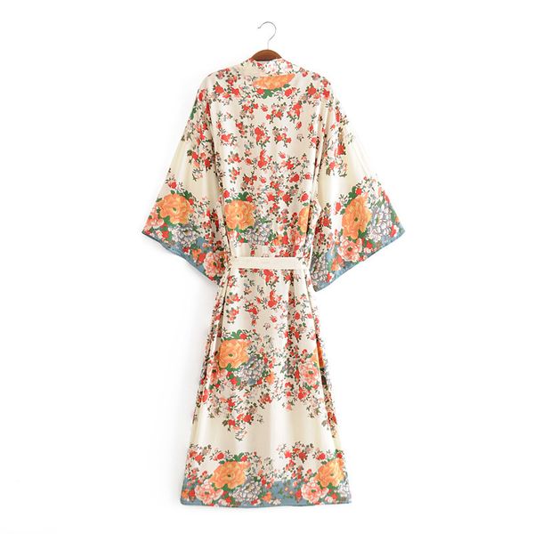 

women's swimwear arrival kimono beach wear cover up fashion slim print floral boho long cardigan holiday vintage coat sale fz, White;black