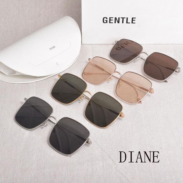 

sunglasses vintage 2021 korean brand design genlte diane metal square uv400 sun glasses women men with original box, White;black