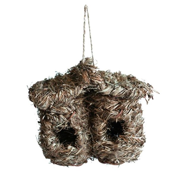 

bird cages hand-woven grass house nest outdoor hanging birdhouse, roosting pocket hideaway sparrow