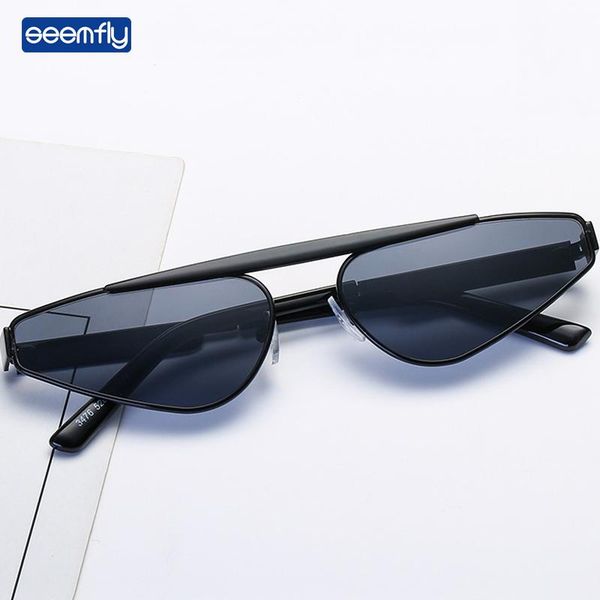 

seemfly irregular inverted triangle metal sunglasses vintage street snap brand designer small sunshades clear uv400 sun glasses, White;black
