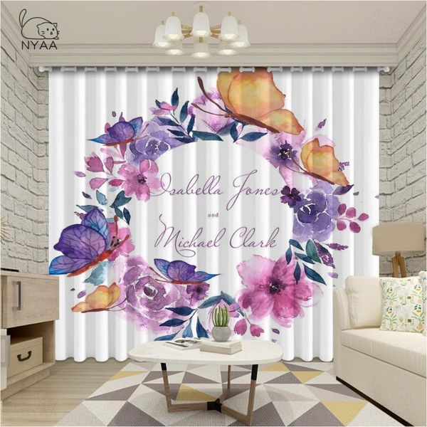

gorgeous pink butterfly printing window curtain balcony bedroom blackout polyester fabric home decoration & drapes