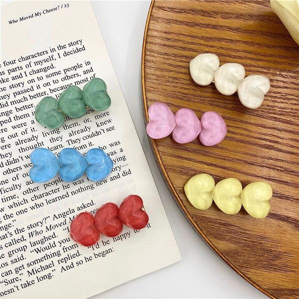 

hair accessories candy color love hairpin sweet girl heart water ripple liu haibin clip simple trend, Slivery;white