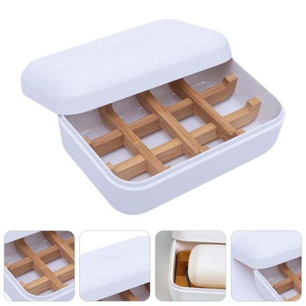 

soap dishes box detachable bamboo drain dish bathroom tray container