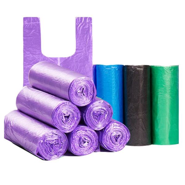 

gift wrap 100pcs/5 rolls garbage bag household portable thick black, colors disposable vest storage bath waste trash
