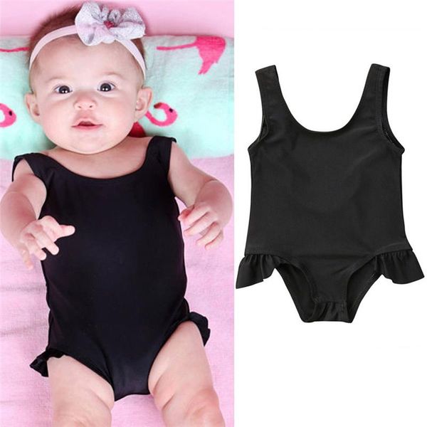 

born kid baby girls swimwear swimsuit black halter bandage ruffles bikini beachwear bathing suit summer clothing one-pieces