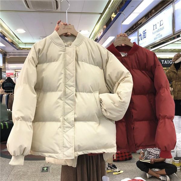 

women's jackets ewsfv 2021 winter women korean style cotton-padded coat trendy ladies full sleeve v-neck zipper thickened, Black;brown