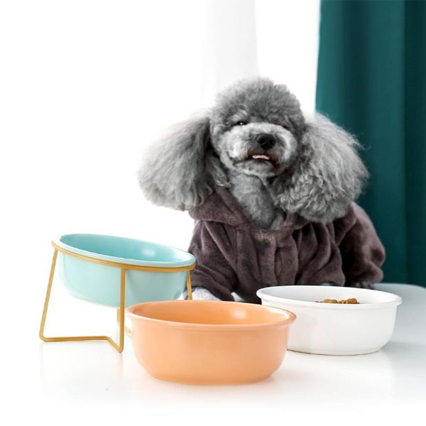 

cat bowls & feeders ceramic dog bowl food with iron stand bracket porcelain water feeder pet supplies drop