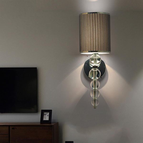 

luxury black silver rim folding lampshade wall lamp for el corridor aisle living room indoor crystal ball light fixtures