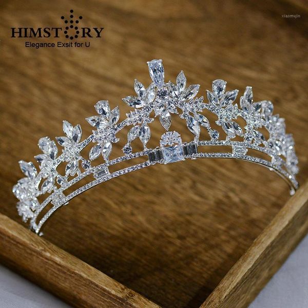 

hair clips & barrettes himstory bridal tiaras and crown wedding accessories princess cubic headband engagement ornaments girls headdress dia, Golden;silver