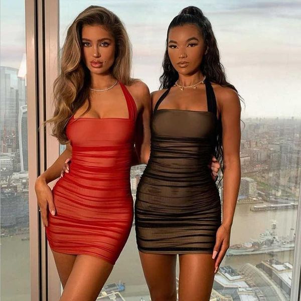 

casual dresses red summer dress halter ruched hollow out stretchable lining bodycon mini women fashion club party vestidos, Black;gray