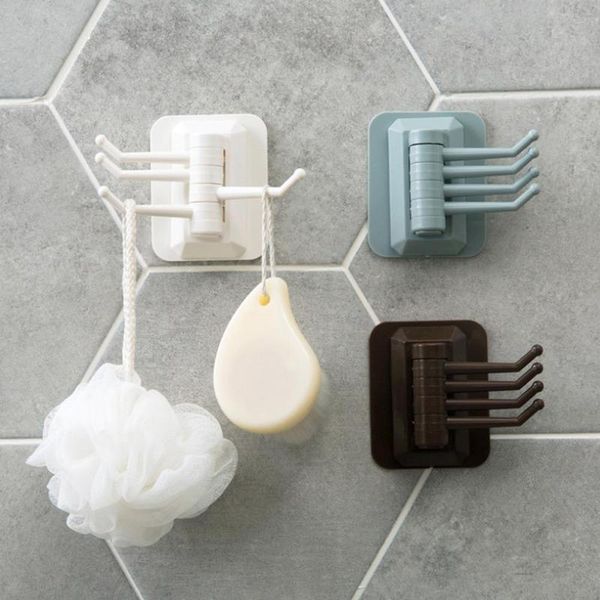 

4-in-1 drill rotatable hook hanger towel rack bathroom kitchen household storage hooks & rails