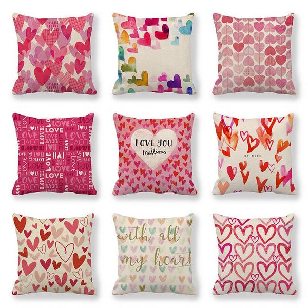 

cushion/decorative pillow 45cm*45cm heart with love happy valentine's day design linen/cotton throw covers couch cushion cover home dec