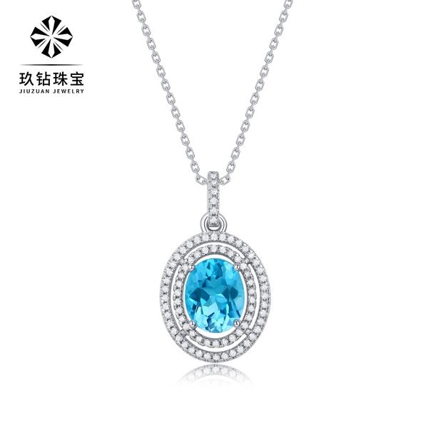 

necklace s925 silver inlaid sapphire z ocean heart pendant new, Black